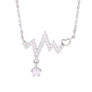 s925 sterling silver women's necklace 999 electrocardiogram